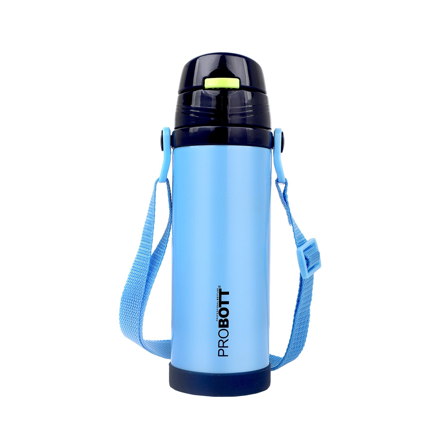 Probott Tom 500ml Hot & Cold Vacuum Insulated Flask Sipper Bottle with Straw & Strap for Kids, Blue