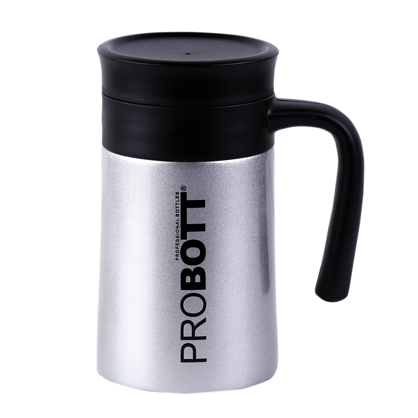 Probott Jazz 520ml Silver Vacuum Insulated Mug Stainless Steel Coffee Flask, Travel Flask