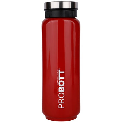 Probott Sliced 500ml Thermoses Vacuum Insulated Flask Bottle, Stainless Steel Water Bottles, Red