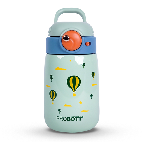 Probott Cool Kid 360ml Hot & Cold Sipper Bottle for Kid with Straw & Handle, Light Green