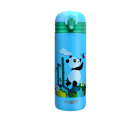 Probott Dazzle 400ml Stainless Steel Hot & Cold Sipper Water Bottle for Kids, Light Blue| Double Walled Vacuum Flask |Push Button With Locking System