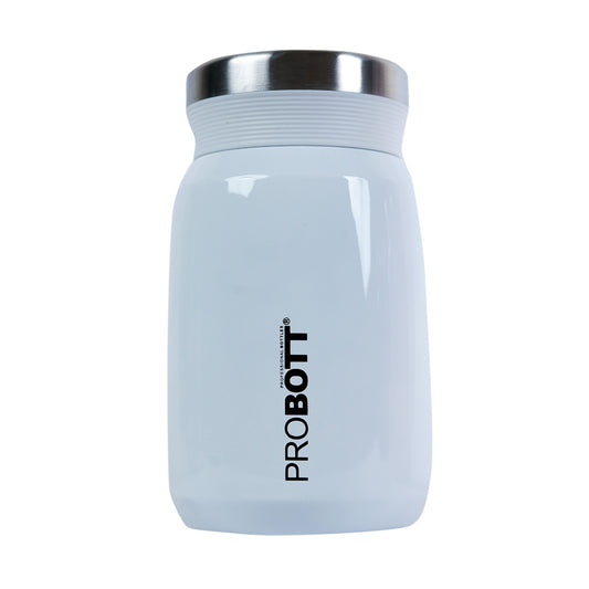 PROBOTT Gourmet 500 ml Vacuum Insulated Flask Jar, White | Soup Flask | Dal Flask | Sambar Flask | Thermos | Long Hours Hot and Cold