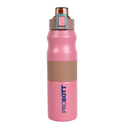 Probott Bloom 680ml Vacuum Insulated Flask Bottle, Stainless Steel Hot and Cold Water Bottles, Pink