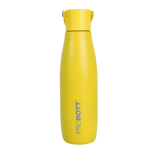 Probott Trendy 700ml Stainless Steel Water Bottles, Vacuum Insulated Flask Bottles, Yellow | Hot and Cold | Easy to Carry | Leak Proof