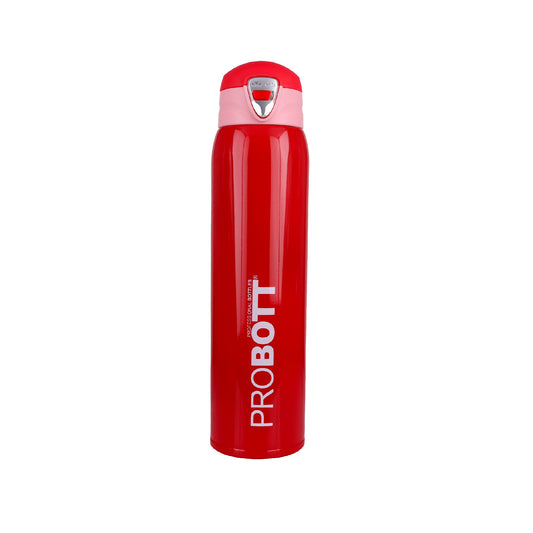 Probott Swift 500ml Thermoses Vacuum Insulated Flask Bottle, Stainless Steel Water Bottles, Red | Wide Mouth | Flip Top Cap | Hot and Cold | Leak Proof