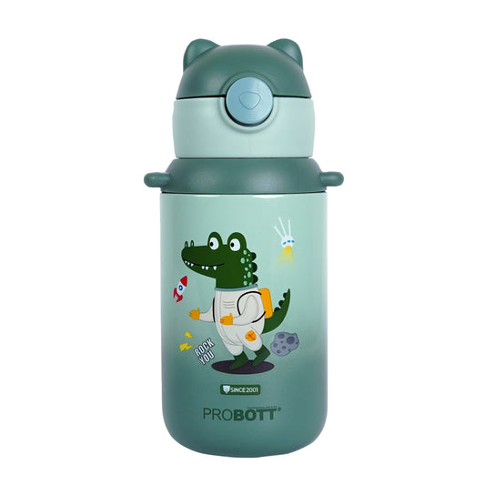 Probott Kidzy 500ml Water Bottle with Straw for 3-5 yrs Kids Sipper Bottle, Green