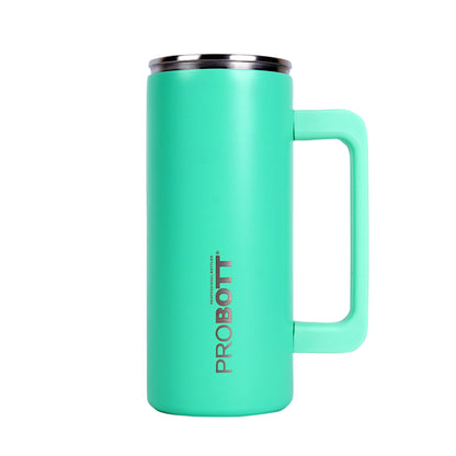 Probott Brew 380ml Travel Mug with Handle, Wide Mouth Tumbler, Green, Thermosteel Vacuum Insulated Thermos Flask | Hot and Cold