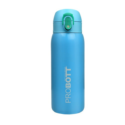 Probott Little 390ml Thermoses Vacuum Insulated Flask, Stainless Steel Water Bottle for Kids, Light Blue | One-Click-Open Leak-Proof Locking Flip Lid