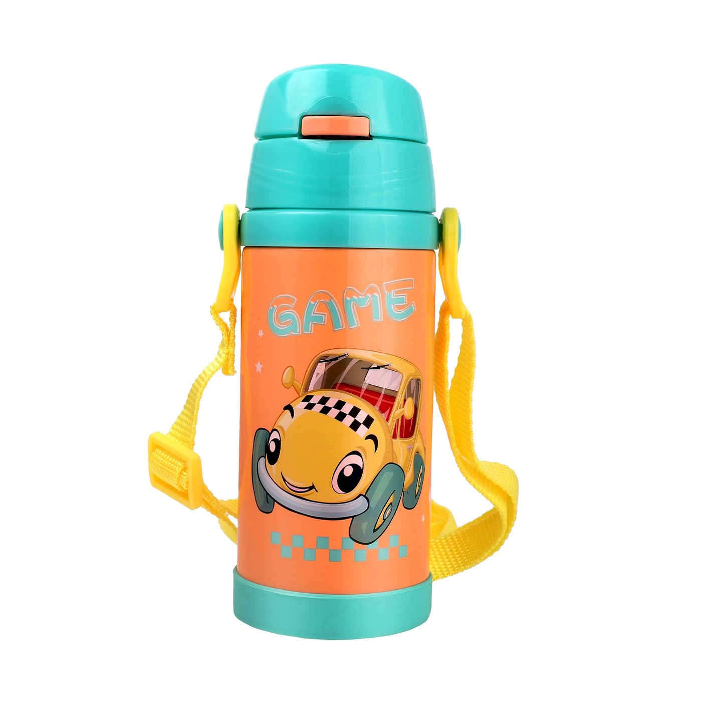 Probott Jerry 350ml Water Bottle with Straw for 3-5 yrs Old Kids | Stainless Steel Hot & Cold Sipper Bottle for Kid, Orange