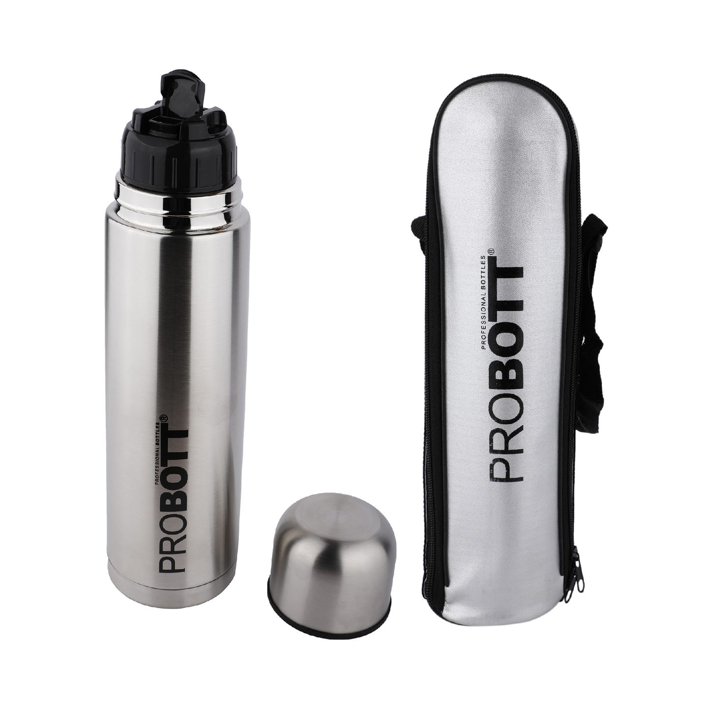 Probott Old Edition Water Bottle, Stainless Steel Water Bottles, Vacuum Insulated Flask Bottles, 750 ml, Silver | Hot and Cold | Easy to Carry | Rust & Leak Proof | Tea | Coffee | Office| Gym | Travel