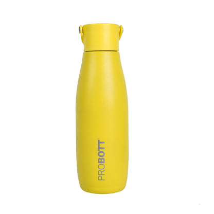 Probott Trendy 480ml Stainless Steel Water Bottles, Vacuum Insulated Flask Bottles, Yellow | Hot and Cold | Easy to Carry | Leak Proof