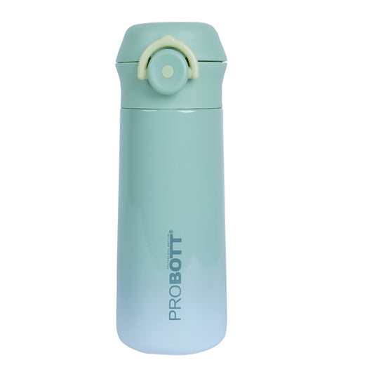 PROBOTT Swiss 420ml Stainless Steel Double Wall Vacuum Flask for 3-5 Yrs Kids | Hot and Cold Water Bottle, Green