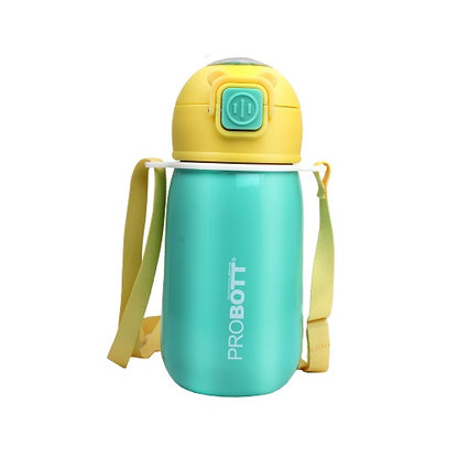 Probott Cutie 320ml Stainless Steel Hot & Cold Sipper Water Bottle for Kids, Aqua Green| Double Walled Vacuum Flask |Push Button With Locking System