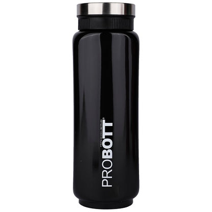 Probott Sliced 500ml Thermoses Vacuum Insulated Flask Bottle, Stainless Steel Water Bottles, Black