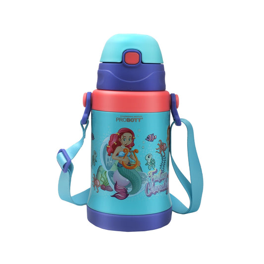 Probott Unicorn Mermaid 450ml Water Bottle with Straw Sipper Bottle for 4-7 Yrs Kids, Multicolor