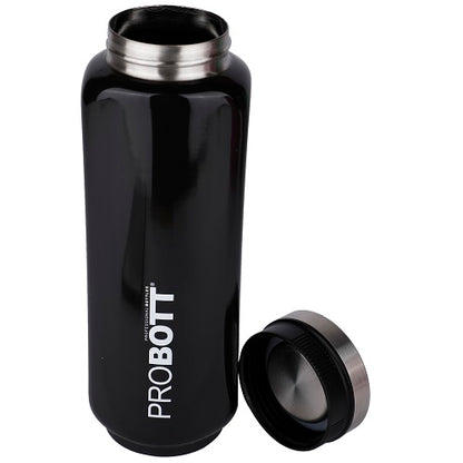 Probott Sliced 500ml Thermoses Vacuum Insulated Flask Bottle, Stainless Steel Water Bottles, Black