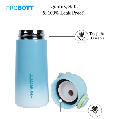 PROBOTT Swiss 420ml Stainless Steel Double Wall Vacuum Flask for 3-5 Yrs Kids | Hot and Cold Water Bottle, Blue