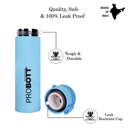 Probott Gliter 300 ml Travel Flask, Blue | Thermoses Hot or Cold Vacuum Insulated Stainless Steel | Flip Top Cap