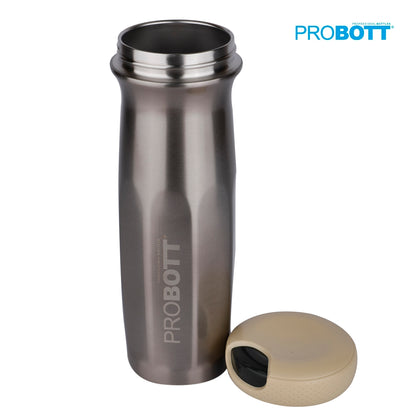 Probott Swipe 600ml Stainless Steel Water Bottle, Vacuum Insulated Flask Bottles, Beige | Hot and Cold | Easy to Carry | Leak Proof