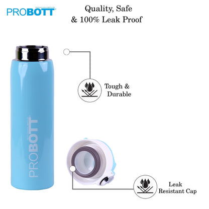 Probott Icon 750ml Stainless Steel Hot and Cold Water Bottle, Vacuum Insulated Flask Sipper Bottle, Blue