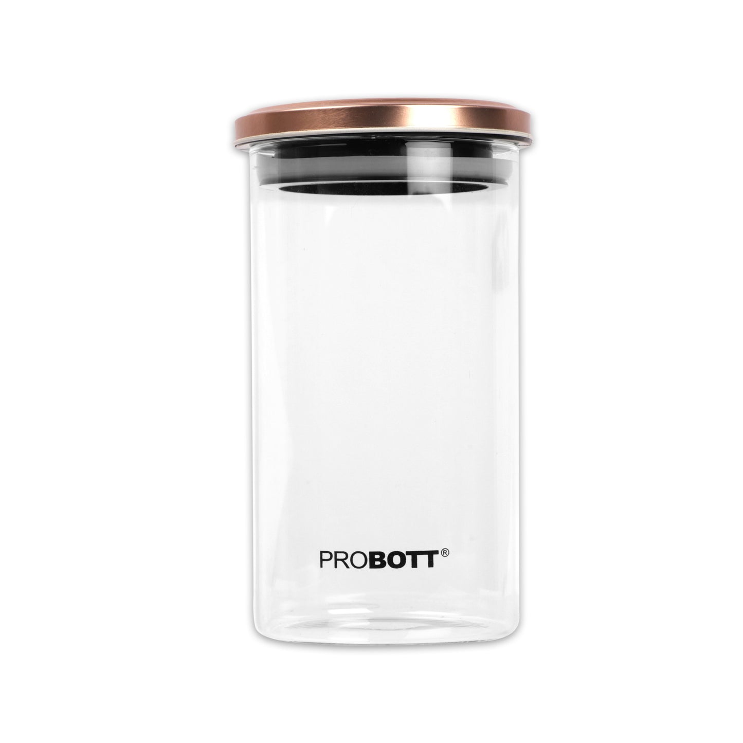 PROBOTT Vetroware 1100ml Glass Round Jar Container with Metal Golden Color Air Tight Cap