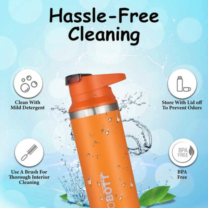 Probott Ninja 500ml Thermoses Vacuum Insulated Flask, Stainless Steel Water Bottles, Orange