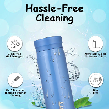 Probott Wow 240ml Stainless Steel Vacuum Insulated Flask for Kids | Perfect Water Bottle for Baby, Blue | Easy to Open & Carry