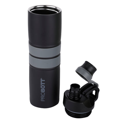 Probott Alpha 620ml Thermoses Vacuum Insulated Flask Sipper Bottle, Stainless Steel Water Bottles, Black