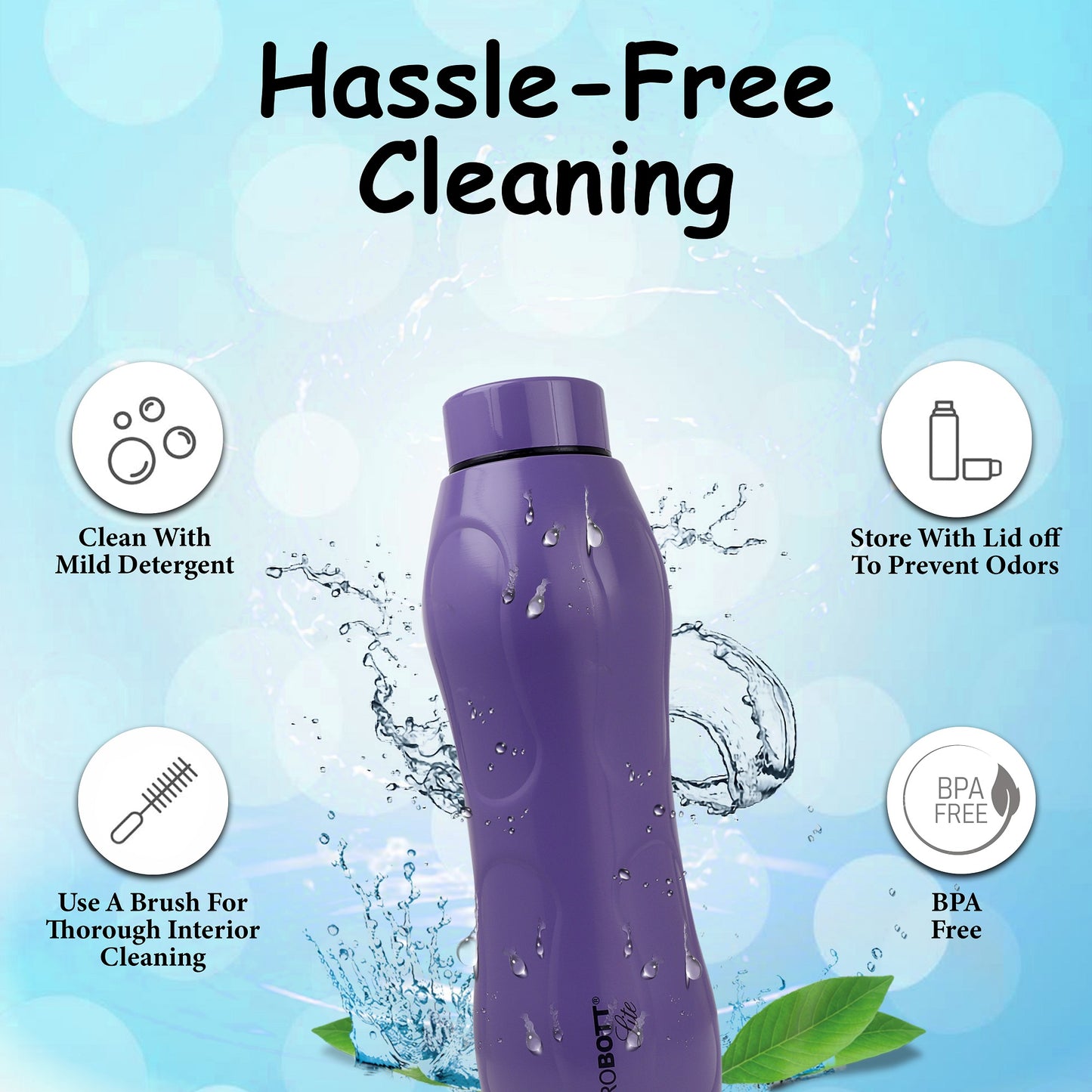 PROBOTT LITE Ocean 600ml Single Wall Stainless Steel Water Bottle Without Vacuum Tech, Purple