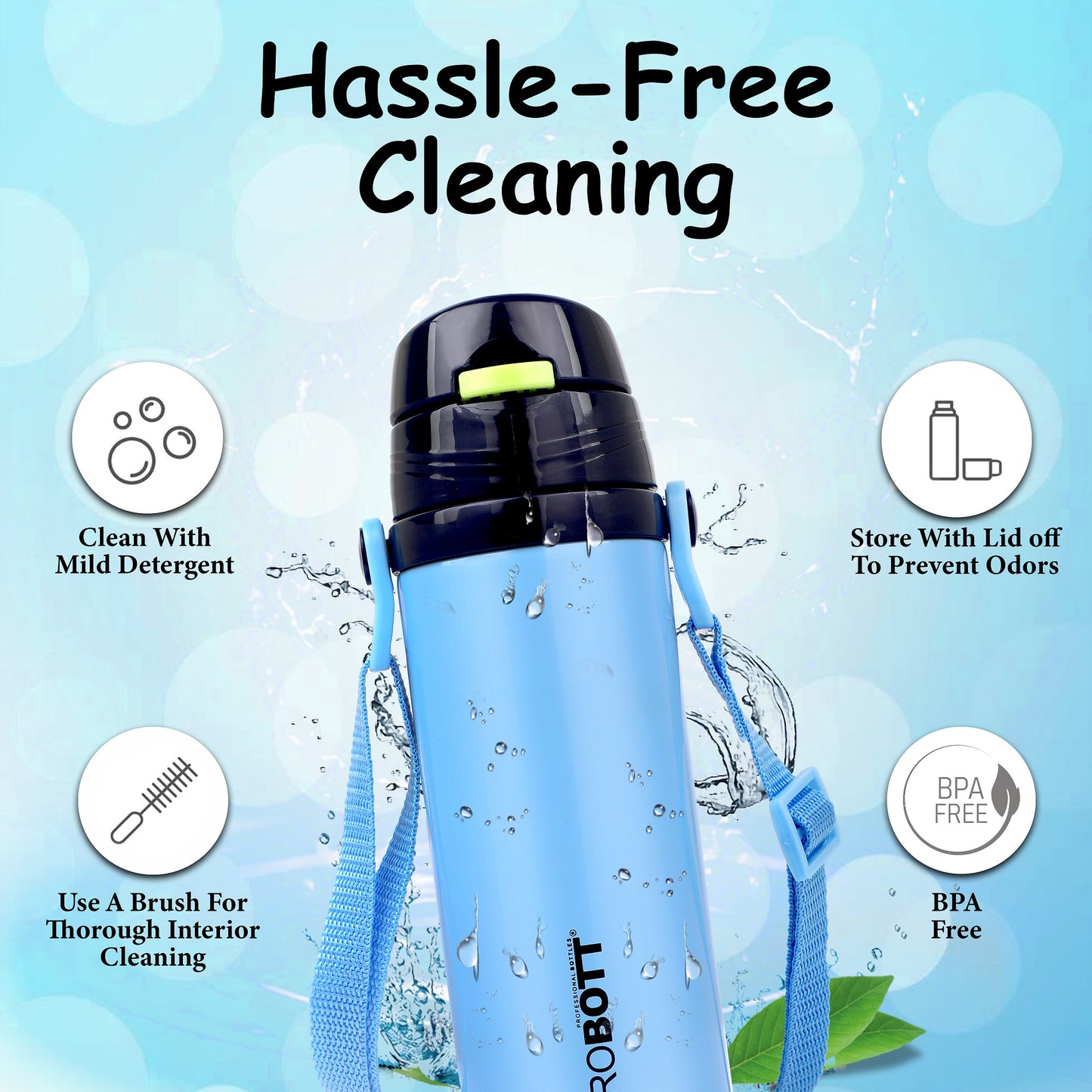 Probott Tom 350ml Hot & Cold Vacuum Insulated Flask Sipper Bottle with Straw & Strap for Kids, Blue