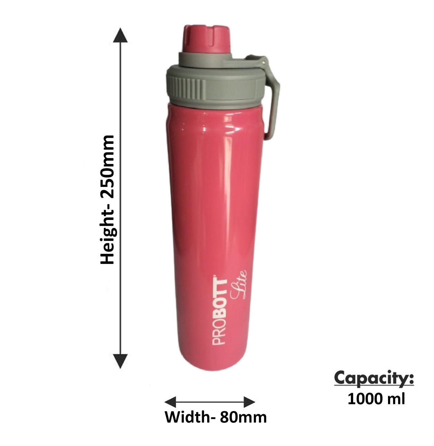 PROBOTT LITE SIP 1000ml Single Walled Stainless Steel Water Bottle, Pink