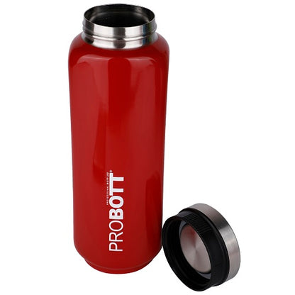 Probott Sliced 500ml Thermoses Vacuum Insulated Flask Bottle, Stainless Steel Water Bottles, Red