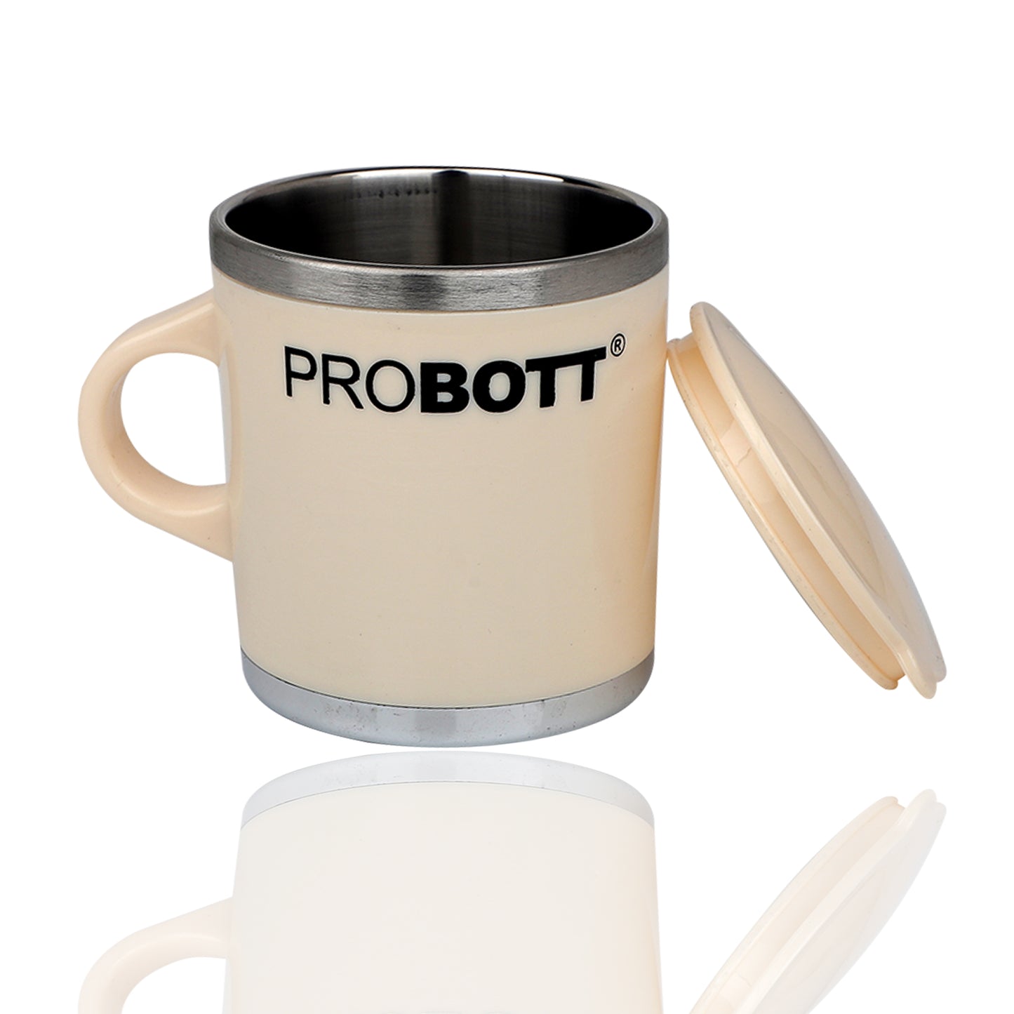 PROBOTT Costa Stainless Steel Mug/Cup with Lid, Stylish Cup Ideal for Hot & Cold Coffee, Tea – Cream