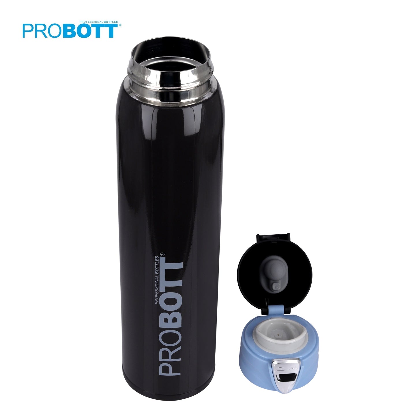 Probott Swift 500ml Thermoses Vacuum Insulated Flask Bottle, Stainless Steel Water Bottles, Dark Brown | Wide Mouth | Flip Top Cap | Hot and Cold | Leak Proof