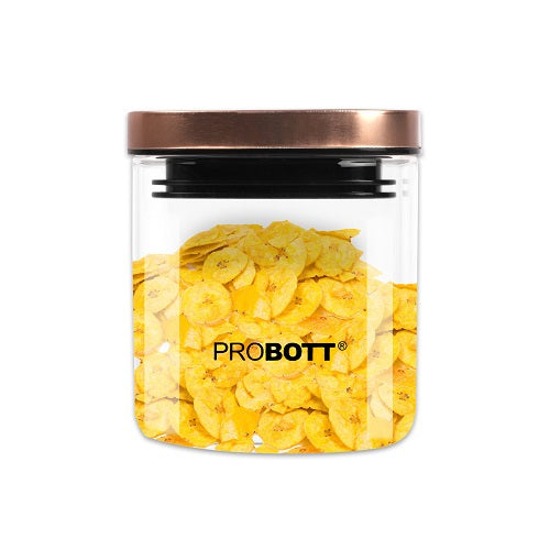 PROBOTT Vetroware 800ml Glass Square Jar Container with Metal Golden Color Air Tight Cap