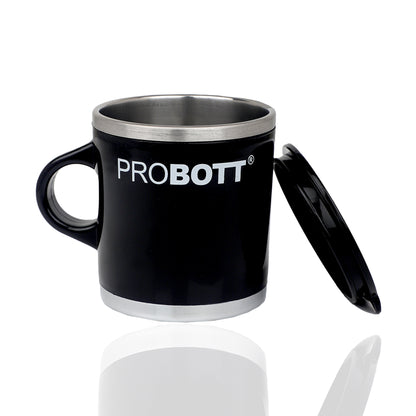 PROBOTT Costa Stainless Steel Mug/Cup with Lid, Stylish Cup Ideal for Hot & Cold Coffee, Tea – Black