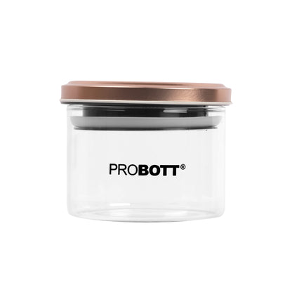 PROBOTT Vetroware 250ml Glass Round Jar Container with Metal Golden Color Air Tight Cap