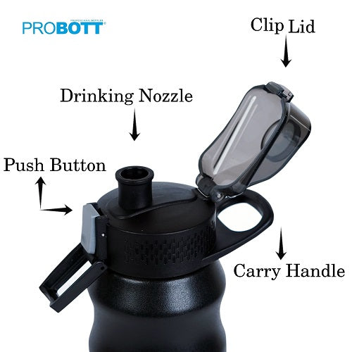 Probott Bloom 680ml Vacuum Insulated Flask Bottle, Stainless Steel Hot and Cold Water Bottles, Black