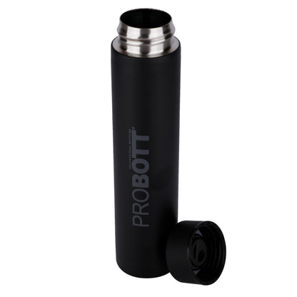 PROBOTT Compact 400ml Thermosteel Vacuum Flask, Stainless Steel Water Bottle - Black