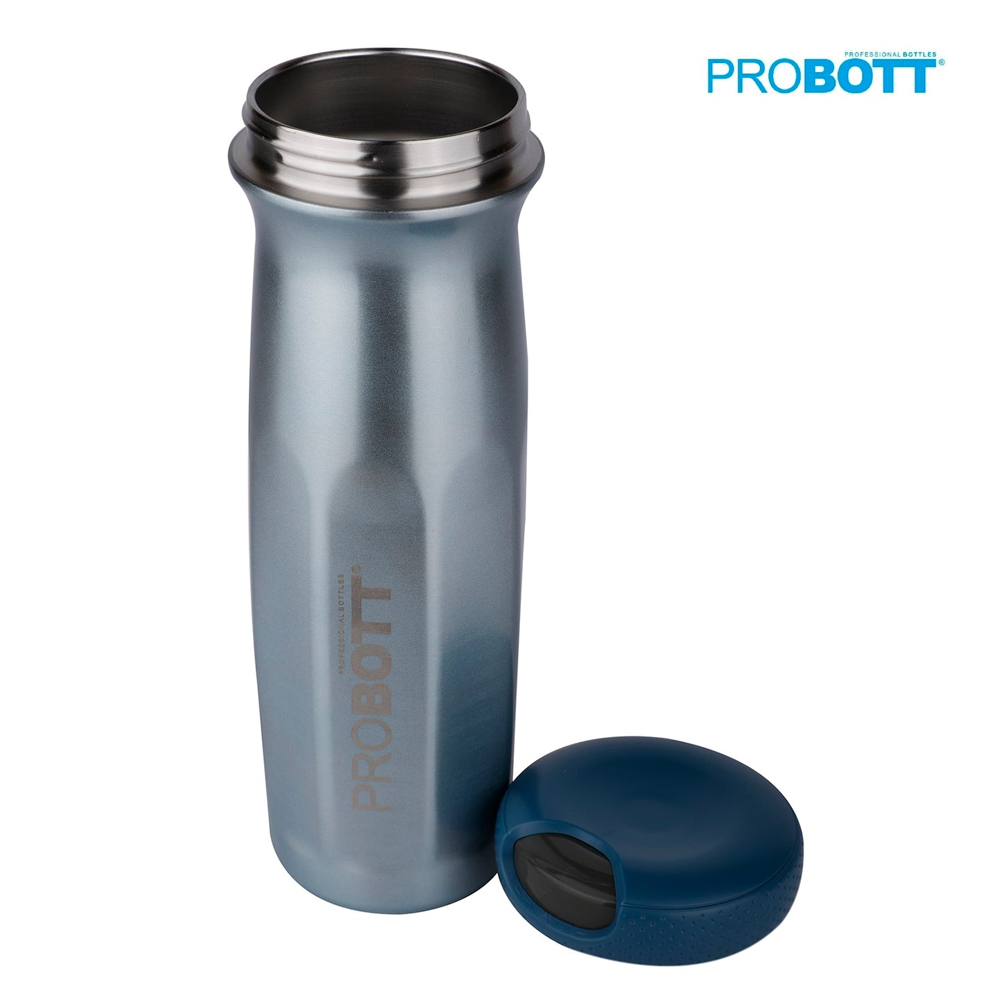 Probott Swipe 600ml Stainless Steel Water Bottle, Vacuum Insulated Flask Bottles, Blue | Hot and Cold | Easy to Carry | Leak Proof