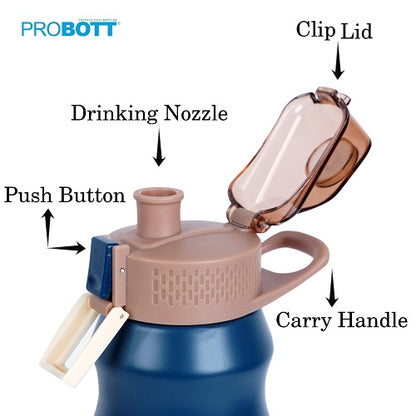 Probott Bloom 680ml Vacuum Insulated Flask Bottle, Stainless Steel Hot and Cold Water Bottles, Blue