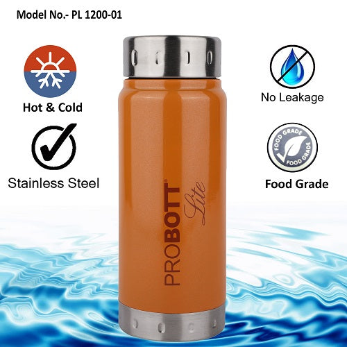 PROBOTT LITE Freeze Single Walled Stainless Steel Water Bottle 1200ml -Orange PL 1200-01