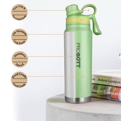 Probott Tourister 960ml Hot & Cold Vacuum Insulated Flask Sipper Bottle, Light Green