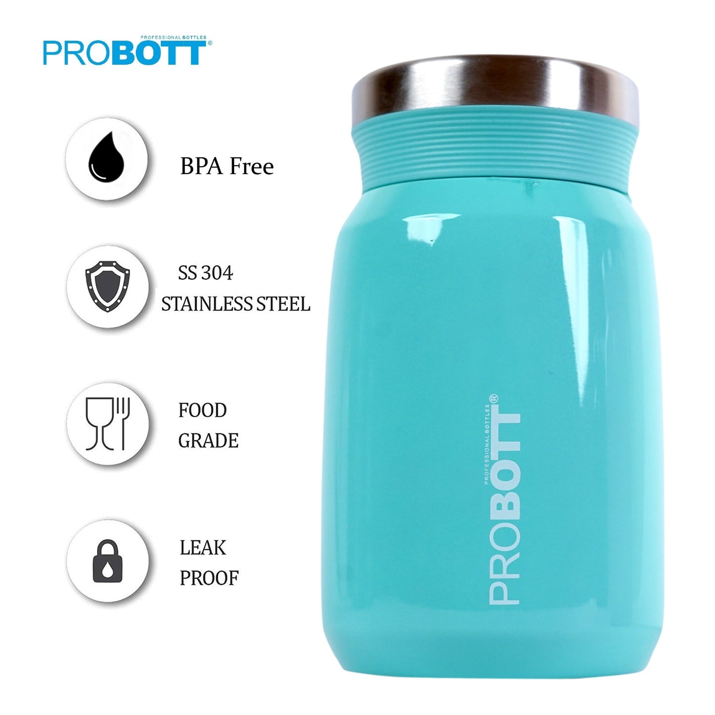 PROBOTT Gourmet 500 ml Vacuum Insulated Flask Jar, Blue | Soup Flask | Dal Flask | Sambar Flask | Thermos | Long Hours Hot and Cold