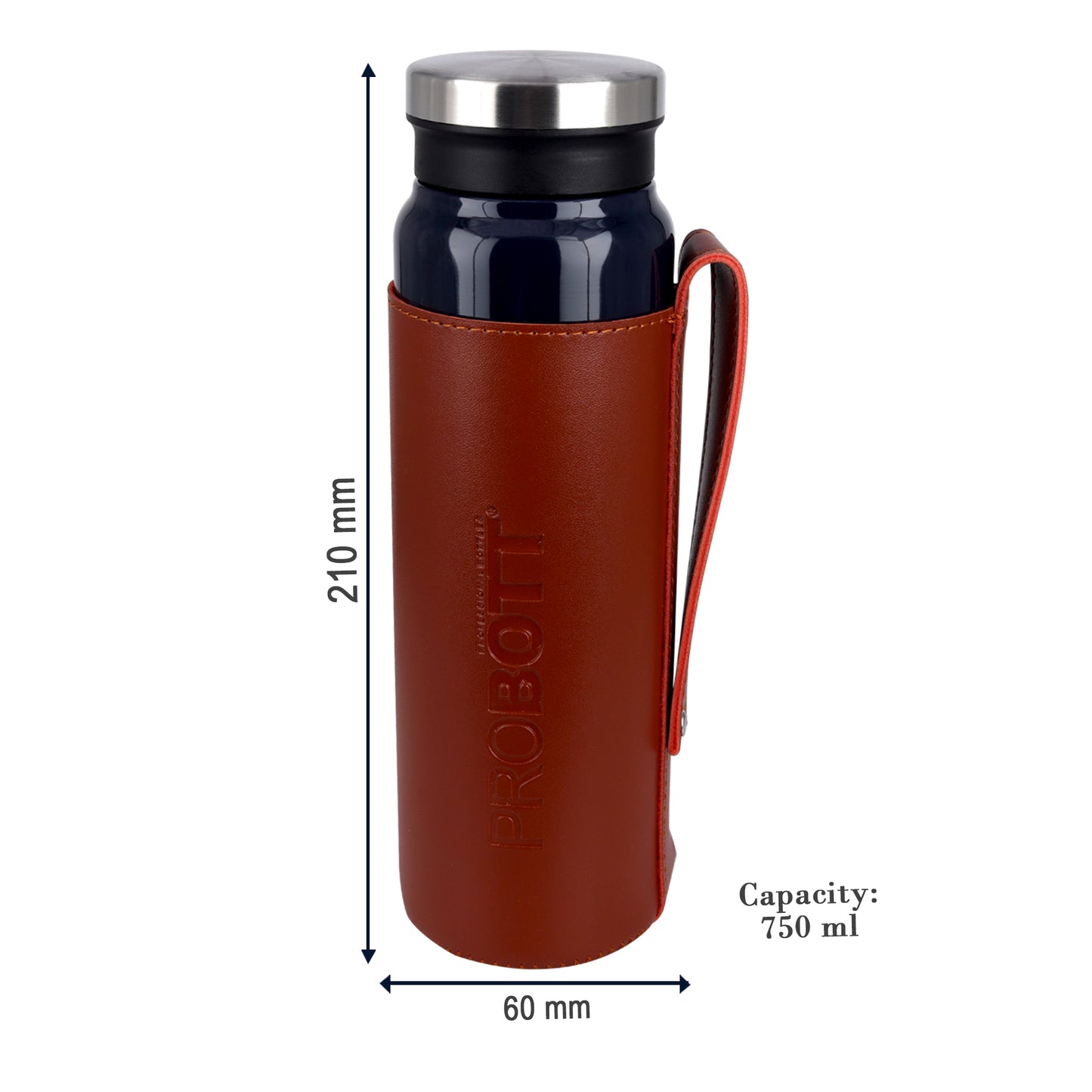 Probott Carry 750ml Water Bottle, Stainless Steel Water Bottles, Vacuum Insulated Flask Bottles, Dark Blue