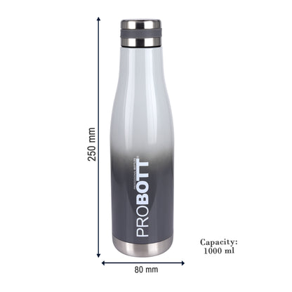 Probott Companion 1000ml Stainless Steel Water Bottles, Thermoses Vacuum Insulated Flask, Grey