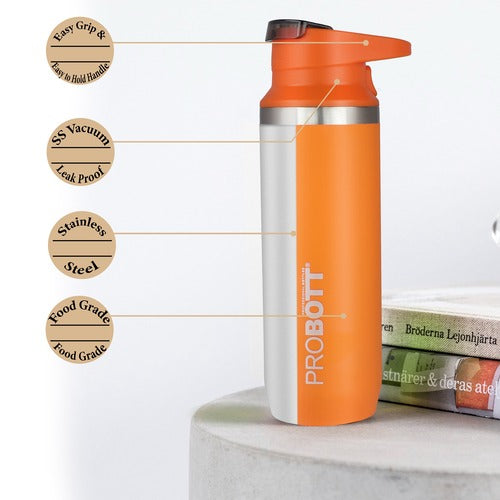 Probott Ninja 500ml Thermoses Vacuum Insulated Flask, Stainless Steel Water Bottles, Orange