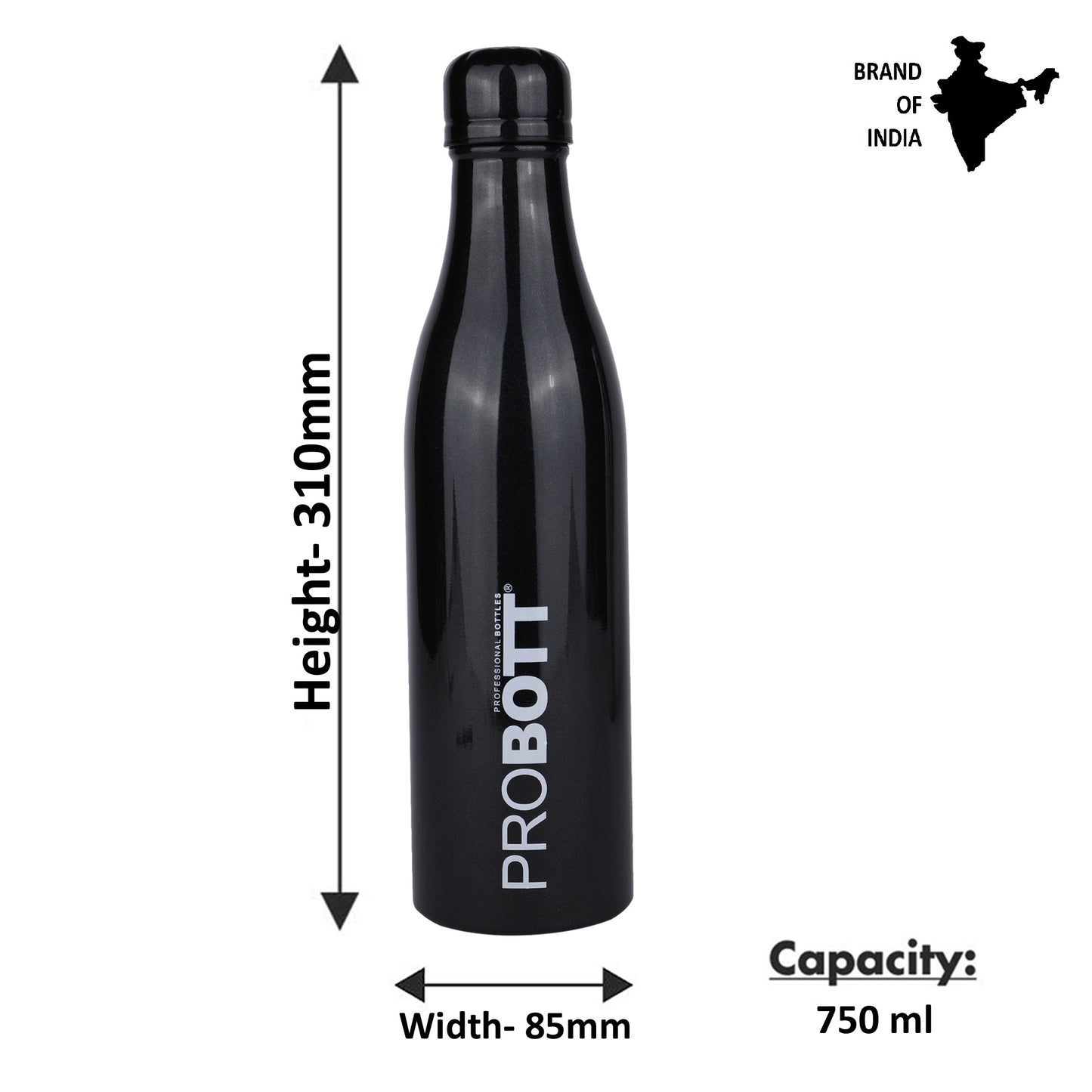 Probott Vintage 750ml Thermoses Vacuum Insulated Flask, Stainless Steel Water Bottles, Black