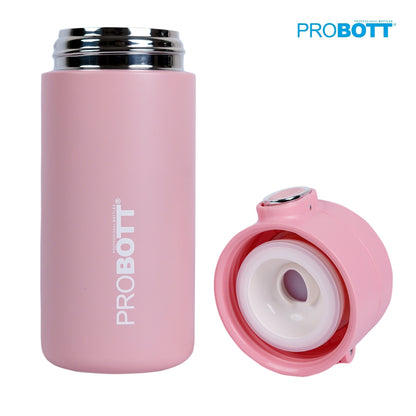 Probott Pride 400ml Thermosteel Hot & Cold Insulated Stainless Steel Travel Flask, Pink | Spill Proof | Coffee Tea Mug | Juice Mug | Easy Grip Easy to Carry