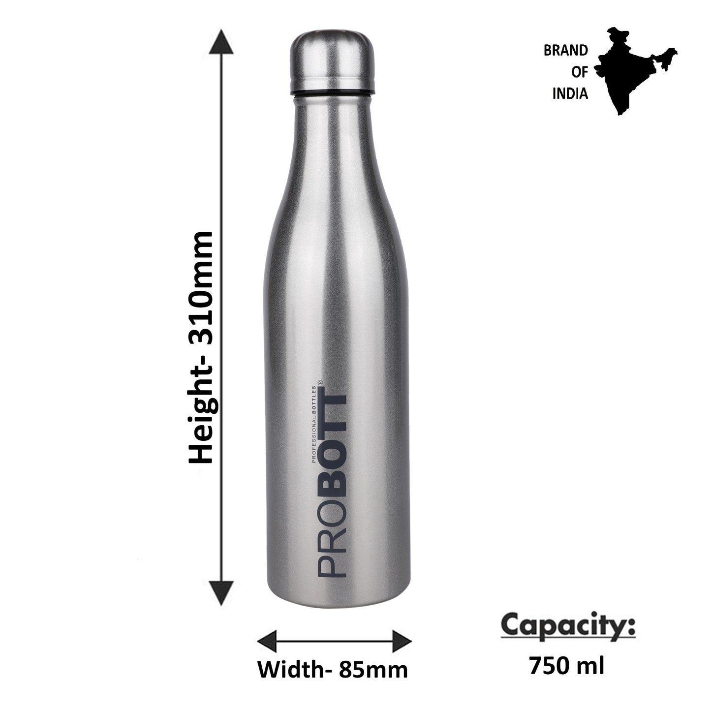 Probott Vintage 750ml Thermoses Vacuum Insulated Flask, Stainless Steel Water Bottles, Silver